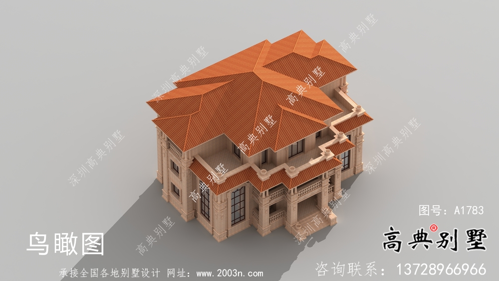 欧式石材三层双拼别墅设计图纸
