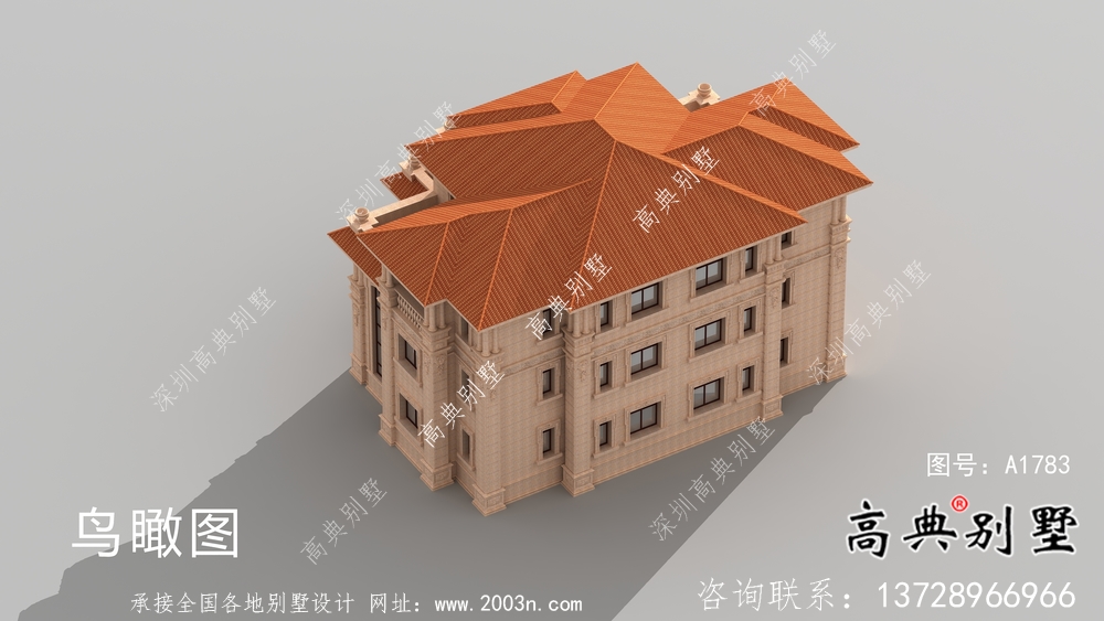 欧式石材三层双拼别墅设计图纸