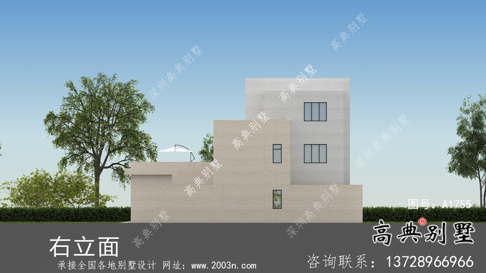 经济实用型现代风格院子别墅建筑结构图