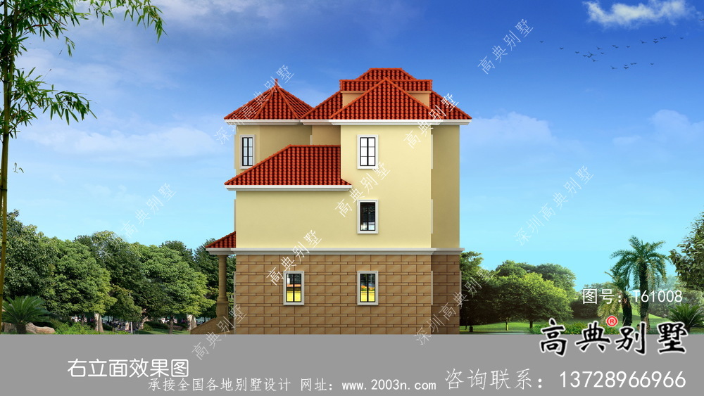 简易独特三层欧式风格别墅效果图