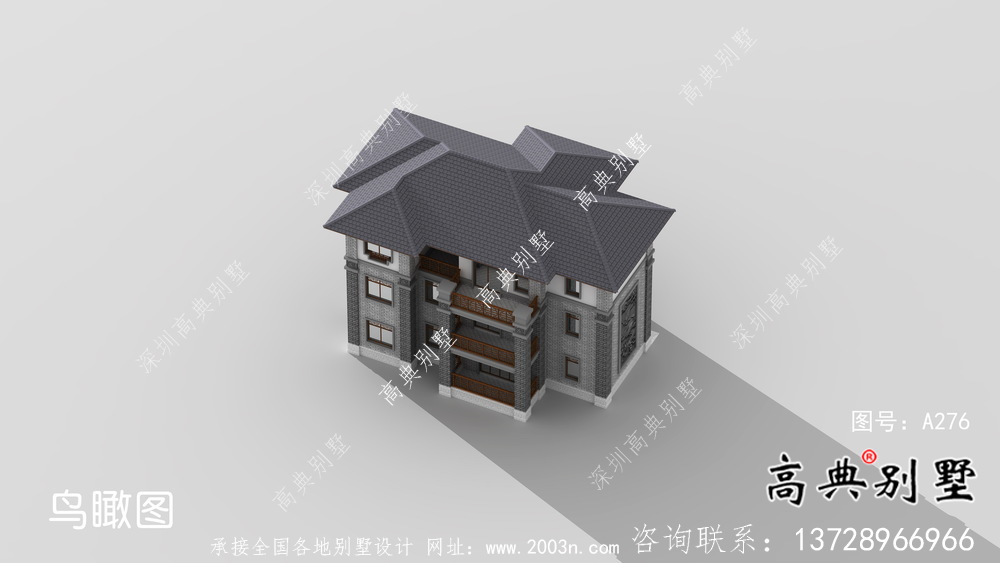 新中式经典复式三层别墅设计图纸
