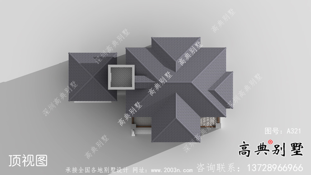三层豪华带架空层复式别墅户型图（含效果图）