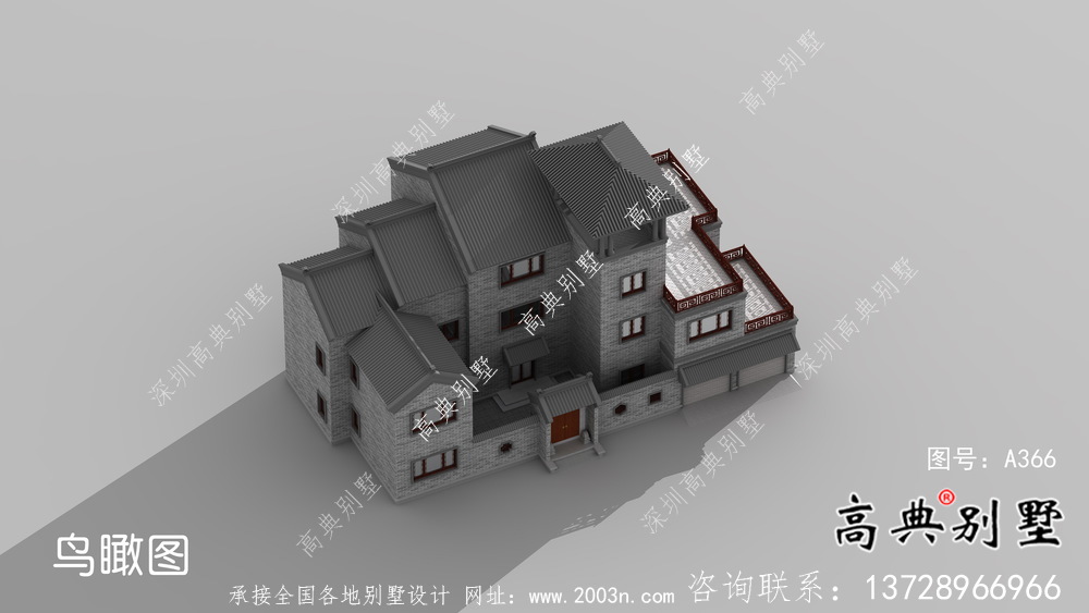 农村三层中式别墅图纸及效果图