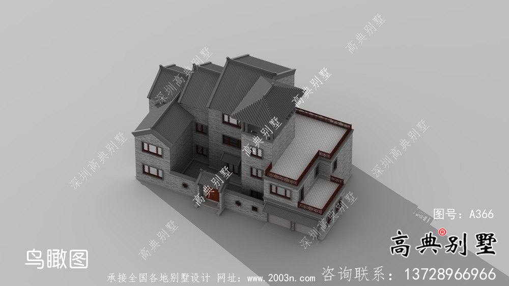 农村三层中式别墅图纸及效果图