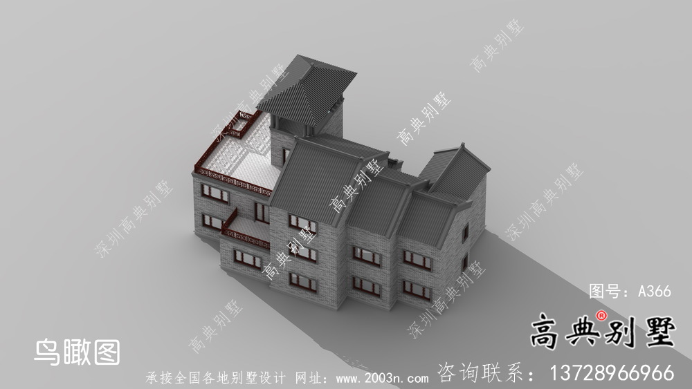 农村三层中式别墅图纸及效果图