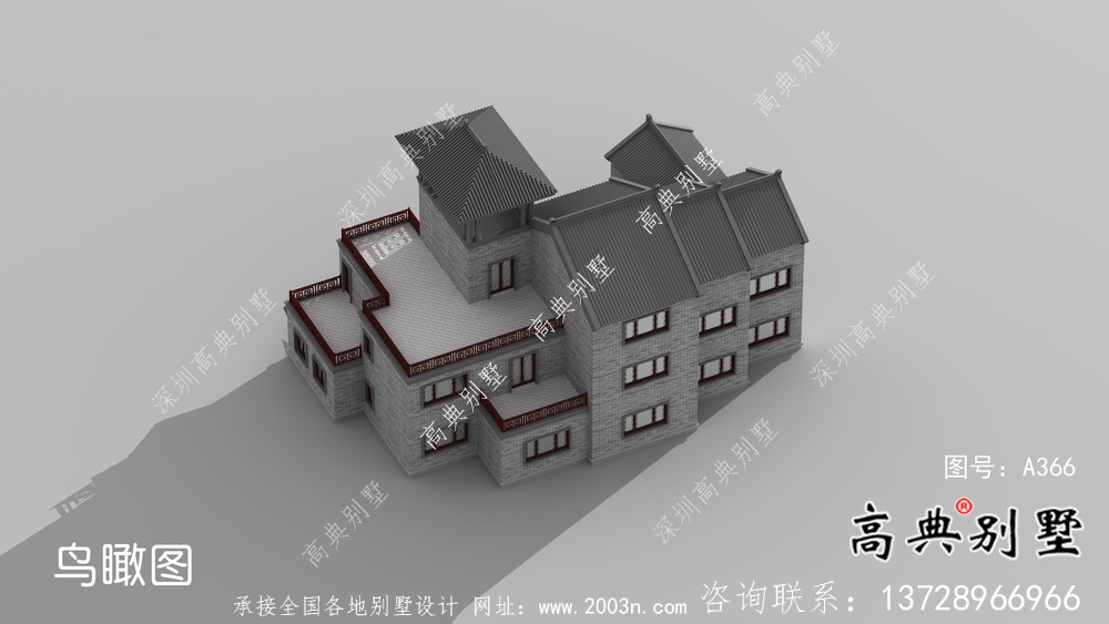 农村三层中式别墅图纸及效果图