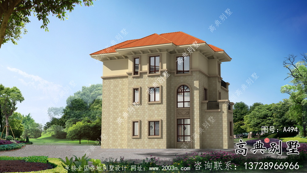 最新农村自建欧式三层别墅设计图纸