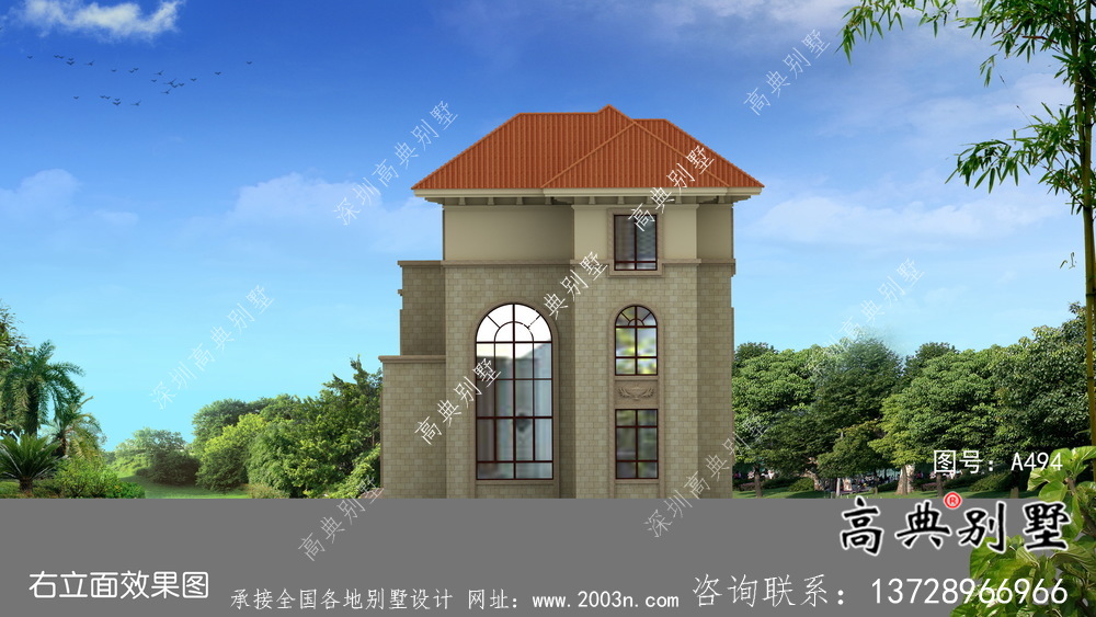 最新农村自建欧式三层别墅设计图纸