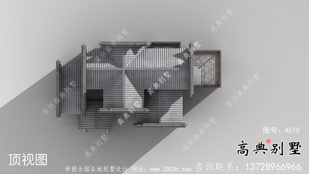 农村自建三层徽派别墅外观效果图