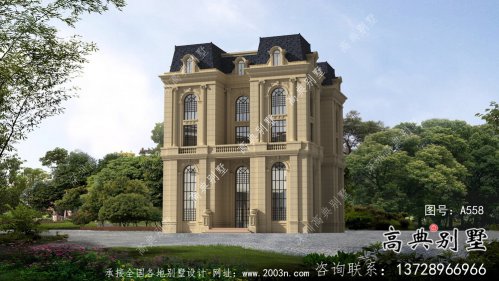 外观朴素大方法式风格，精致的别墅建