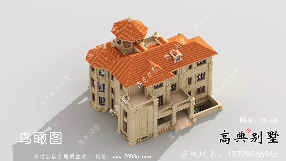 欧式三层超豪华纯石材复式别墅设计图纸