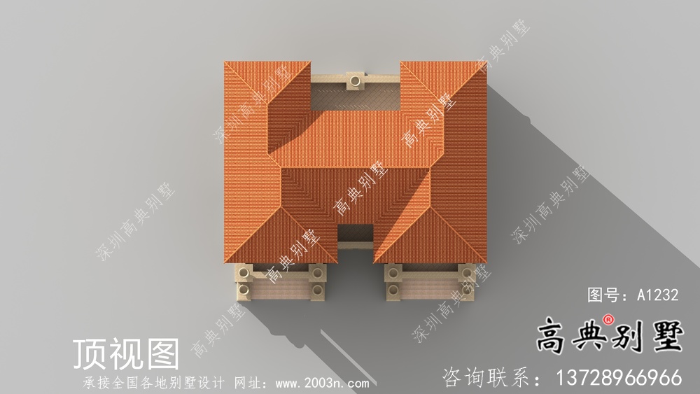 豪华欧式三层双拼别墅外观设计图纸