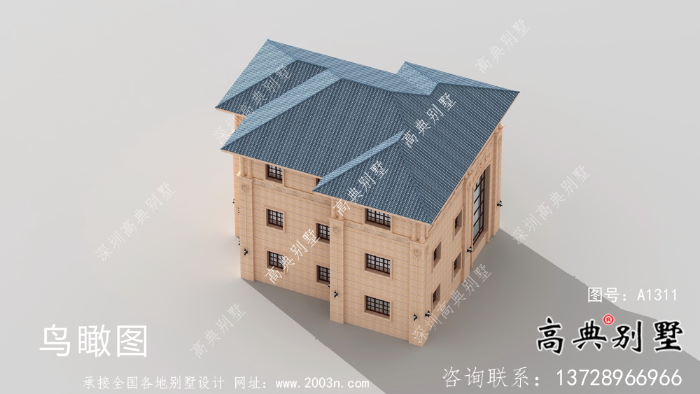 高雅复式三层欧式别墅外观设计图