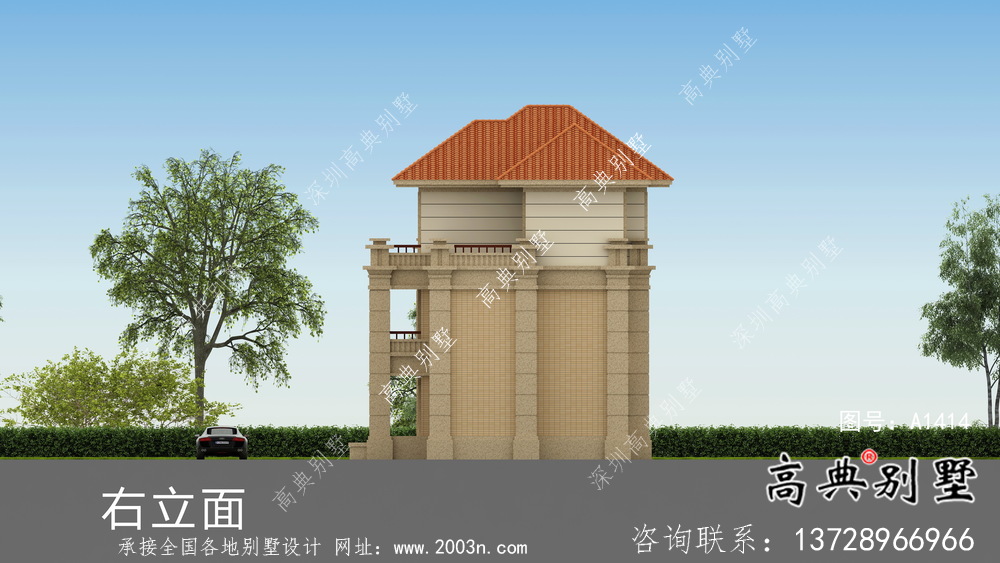 乡村复式三层欧式别墅设计图纸