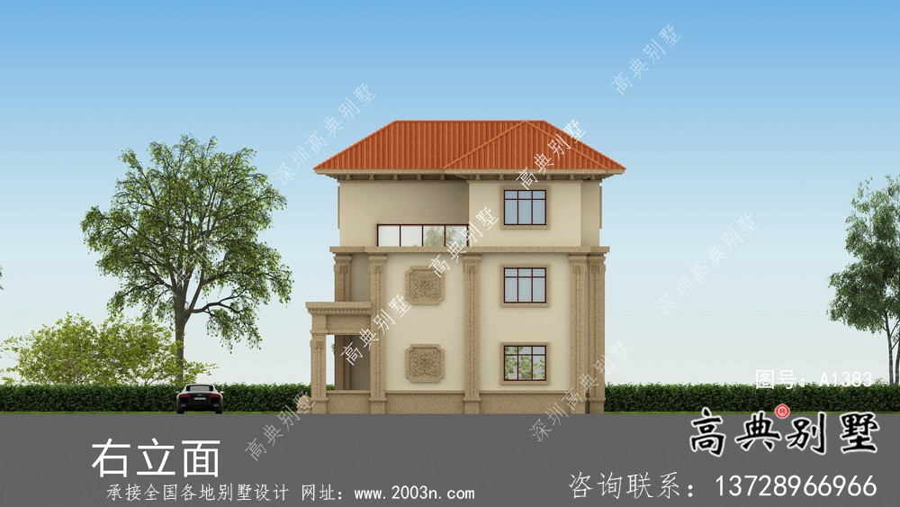 独栋欧式风格三层别墅设计方案图带效果图