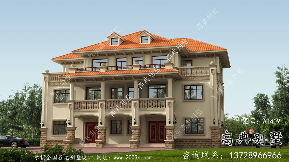 欧式风格，意大利风格三层别墅设计方案图