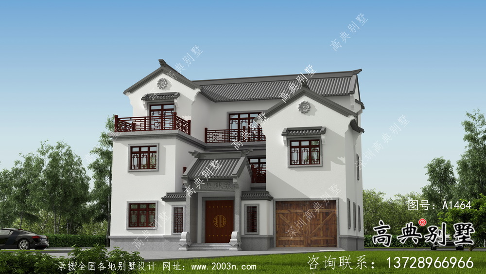 大型新中式三层别墅建筑方案设计带效果图