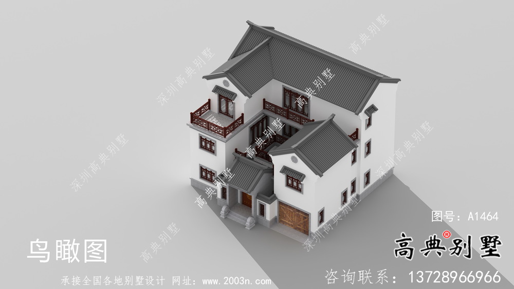 大型新中式三层别墅建筑方案设计带效果图