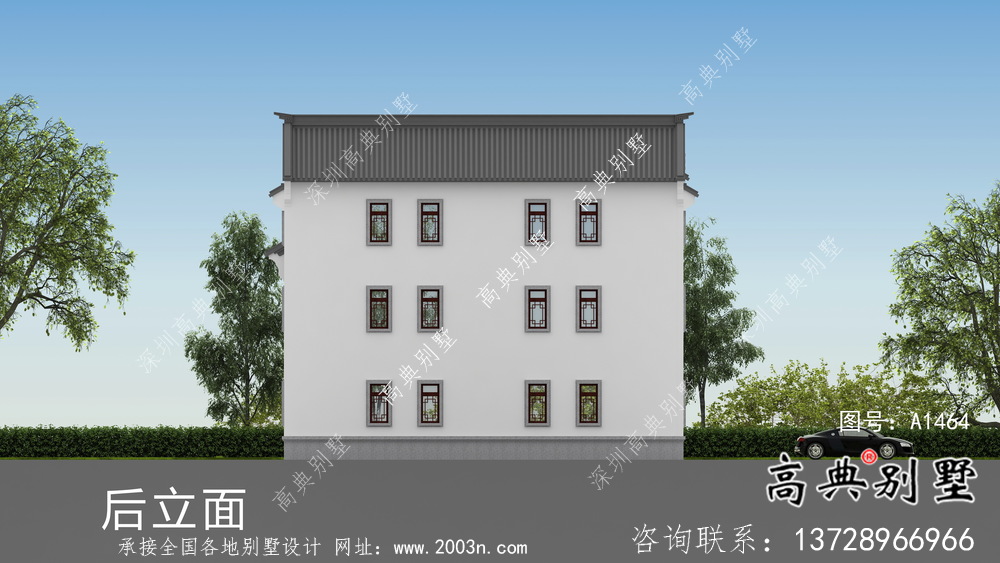 大型新中式三层别墅建筑方案设计带效果图