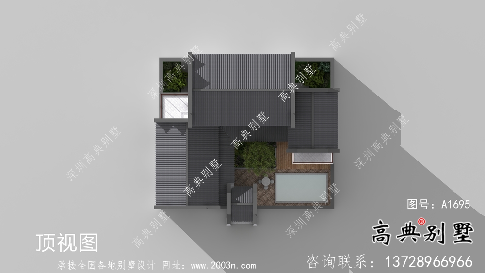 带前后院经济型农村三层徽派别墅设计图