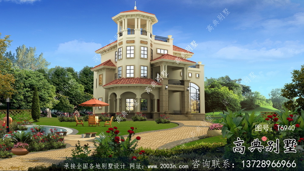 三层意大利风格住宅建筑设计方案图