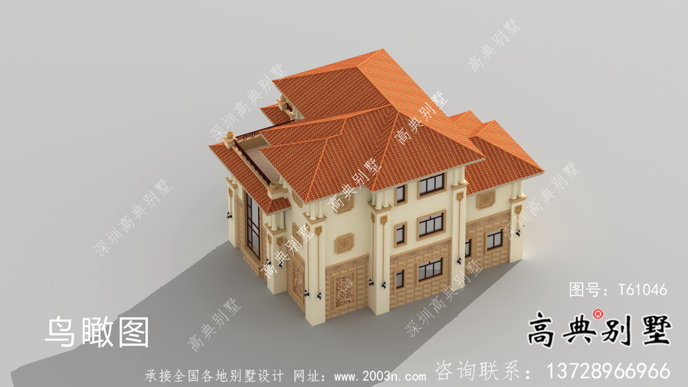 别致大方欧式风格三层别墅设计图纸