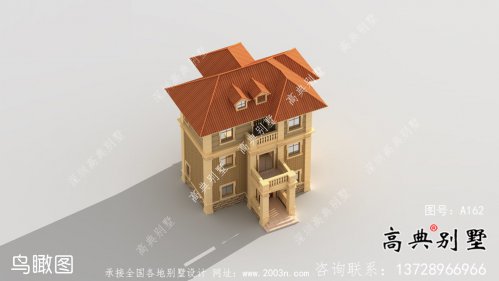 乡村欧式三层自建别墅效果施工设计全