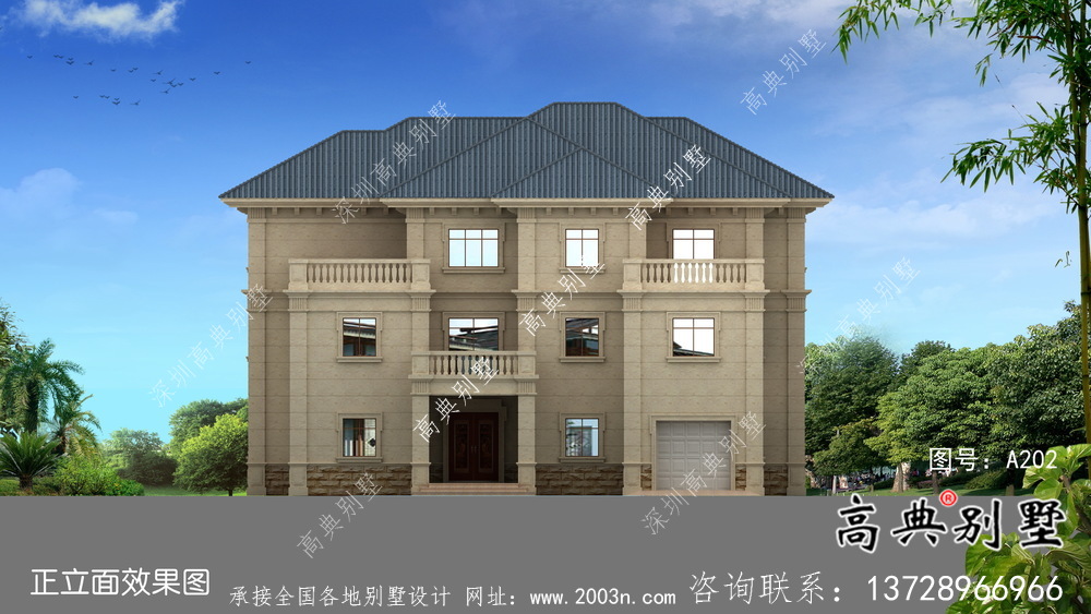 全套三层欧式简约型乡村别墅设计效果图