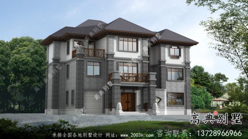 清新中式别墅，新中式自建别墅设计图