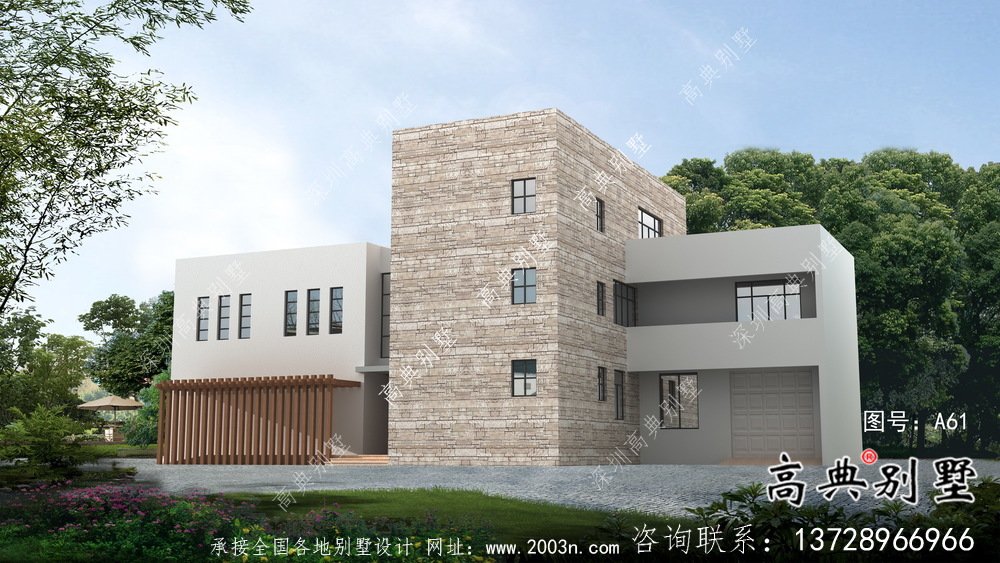 现代风格三层平屋顶别墅设计图