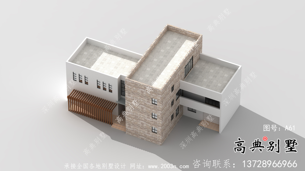 现代风格三层平屋顶别墅设计图