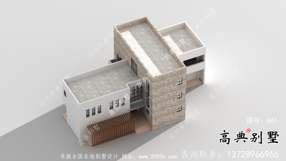 现代风格三层平屋顶别墅设计图