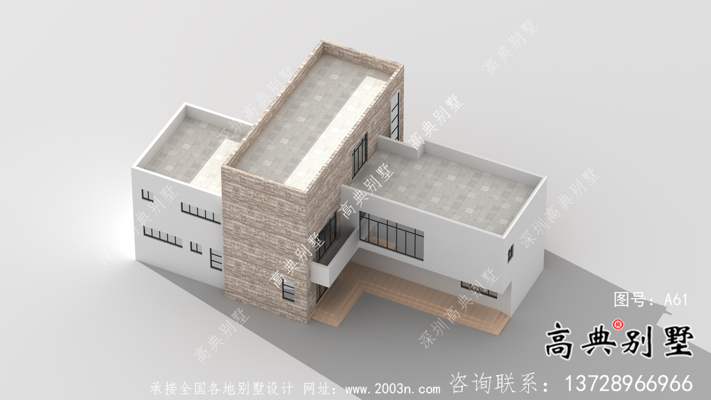 现代风格三层平屋顶别墅设计图