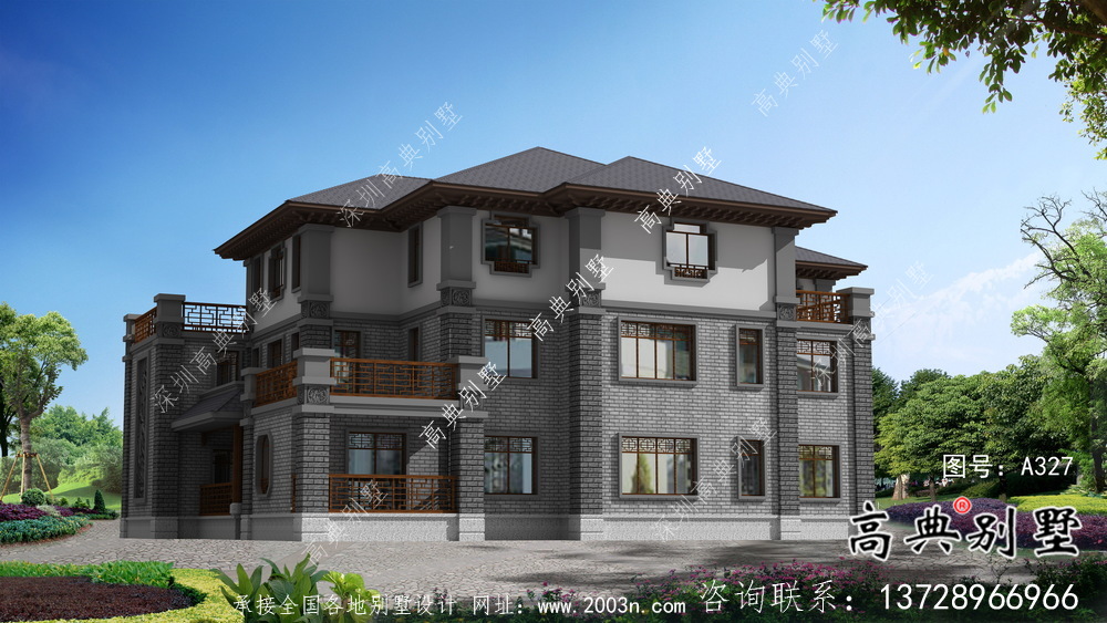 清新乡村风情民用小别墅住宅(含效果图)