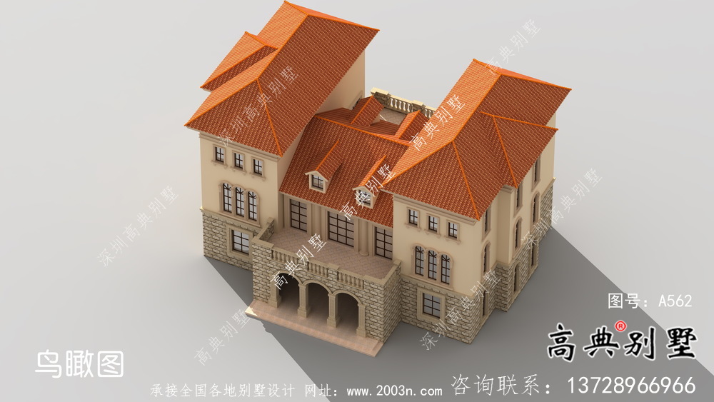 豪华框架结构三层欧式风格别墅设计