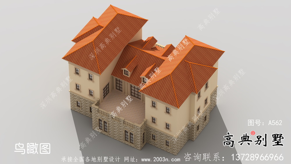 豪华框架结构三层欧式风格别墅设计