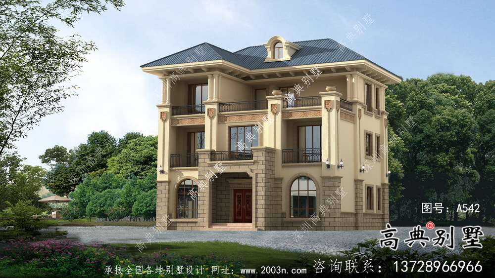 大方得体的农村三层别墅建筑图+结构图