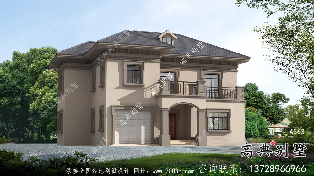 实用两层农村欧式风格自建别墅设计图