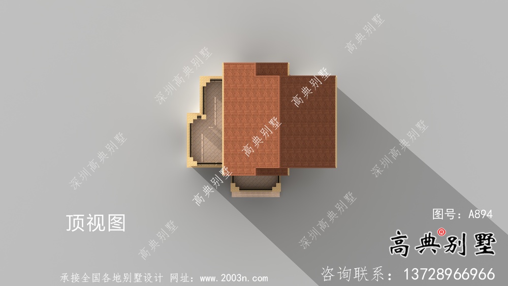 复式独特三层欧式别墅外观效果图