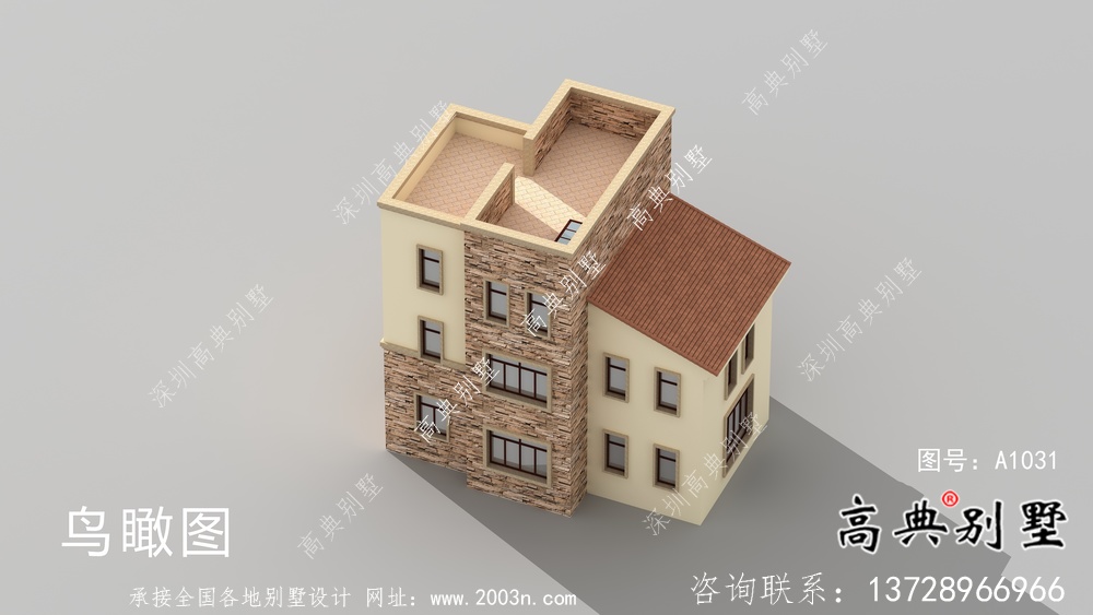 最新款乡村高端欧式平屋顶自建别墅工程图纸