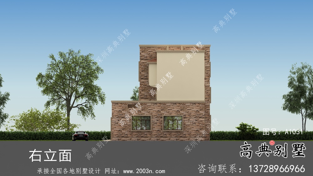 最新款乡村高端欧式平屋顶自建别墅工程图纸