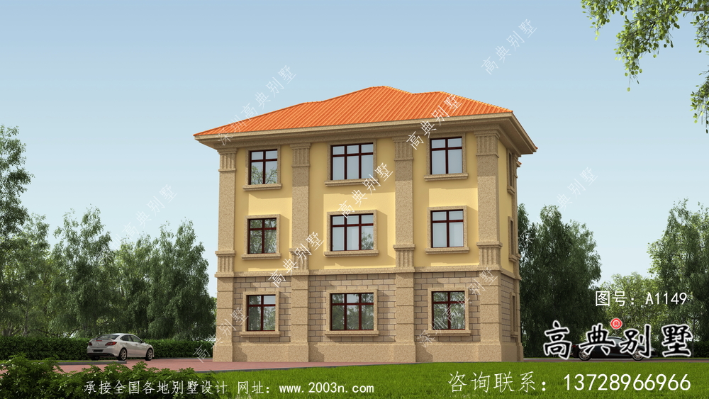 法式风格农村125平方米小别墅的设计图