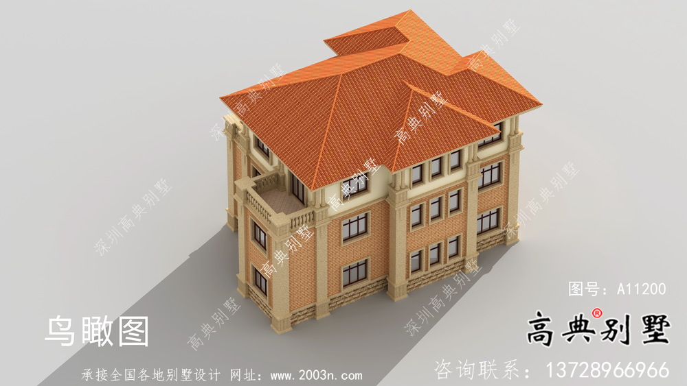 乡村欧式三层复式别墅外观设计图