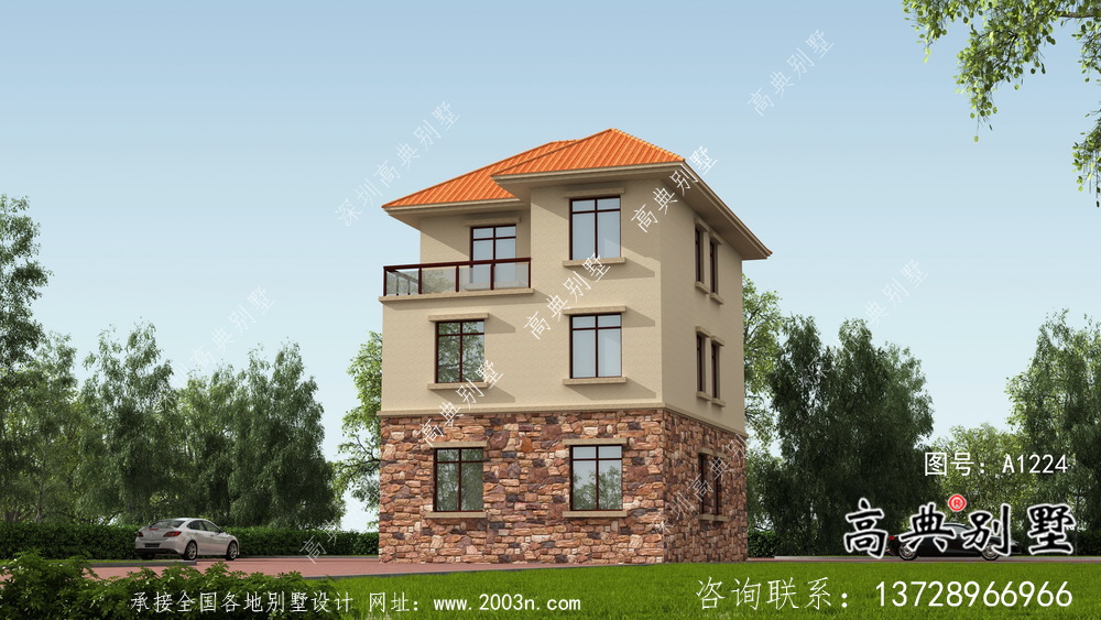 乡村93平米带车库小别墅设计图