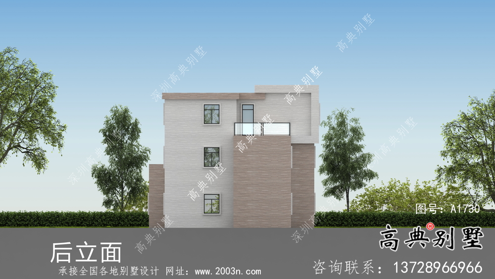 现代平屋顶三层别墅设计图纸