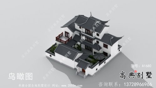 苏式园林乡村别墅设计、施工图及效果