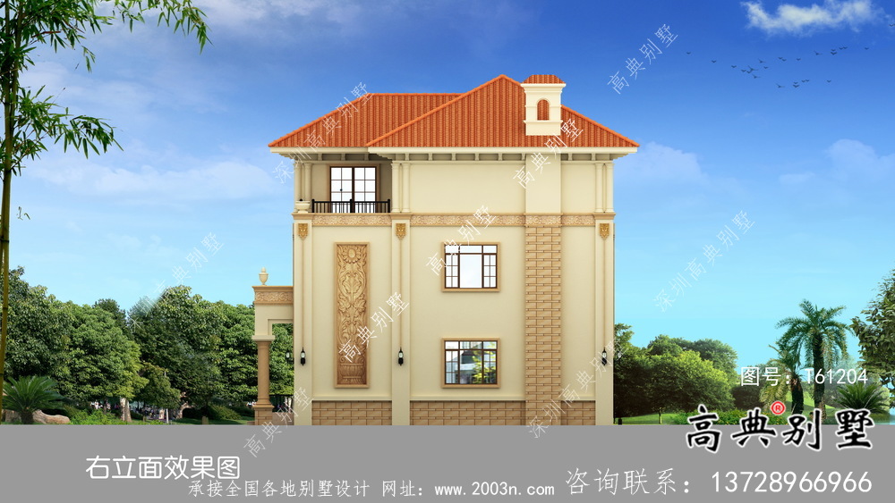 欧式三层农村自建别墅设计图纸及施工图