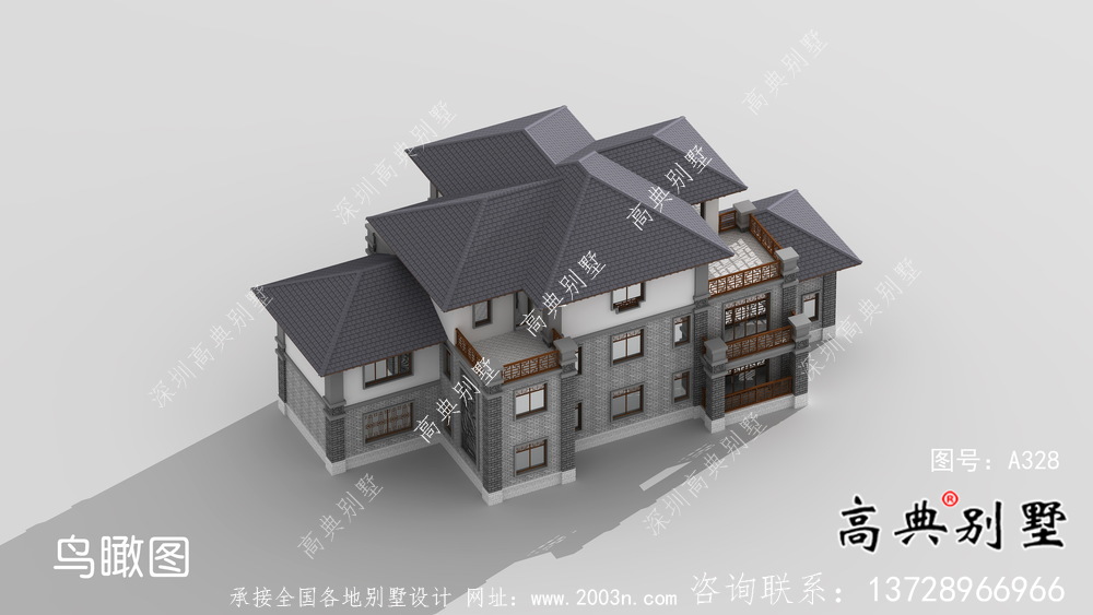新中式复式三层新农村房屋设计图纸