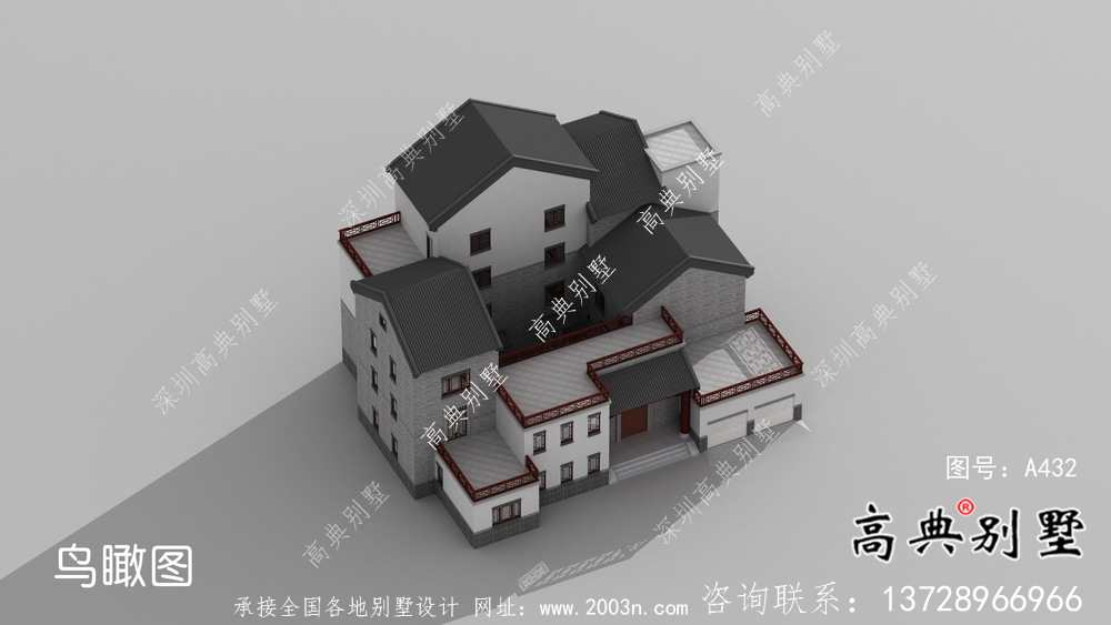 新中式三层庭院别墅自建设计图纸