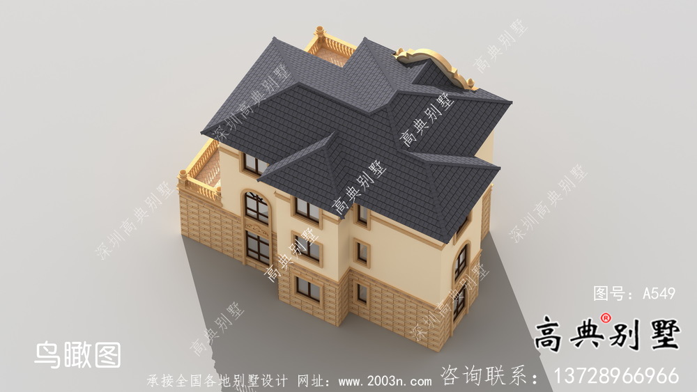 法式风格三层欧式别墅外观效果图